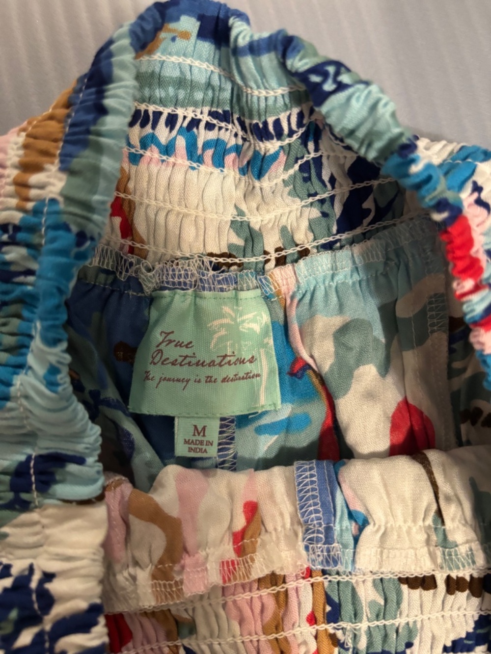 True Destinations Resort Wear White Multi Med Elastic Waist - Picture 5 of 8